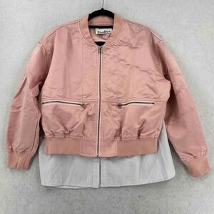 Acne Studios Women's Pink Bomber Full Zip Jacket Pockets Size Small